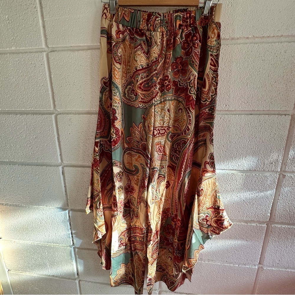 Wide Leg Pants Boho Chic Vintage Paisley Loose Fit Elegant Large Lightweight NEW - Picture 9 of 15